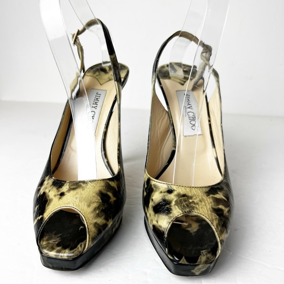 SZ 39 Jimmy Choo Peep Peep Toe Slingback Heels - Picture 2 of 10